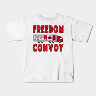 FREEDOM CONVOY SAVE CANADA FREEDOM CONVOY OF TRUCKERS RED LETTERS Kids T-Shirt